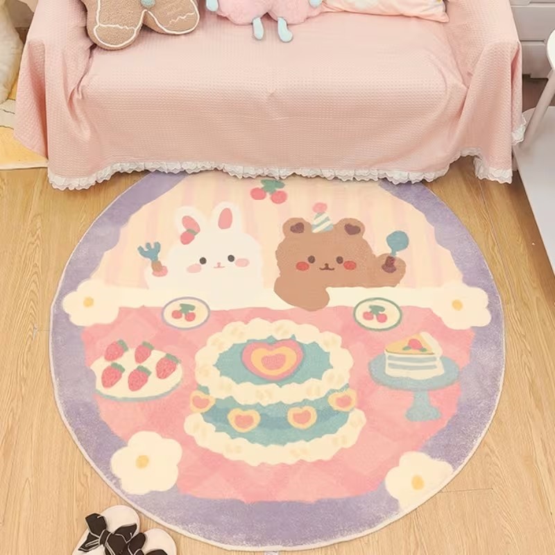 Wholesale Commercial Printing - Karpet Bulat Motif Kue Beruang Kelinci